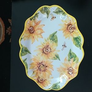 Tuscan Sunflower Bees Melamine 18" Serving Platter